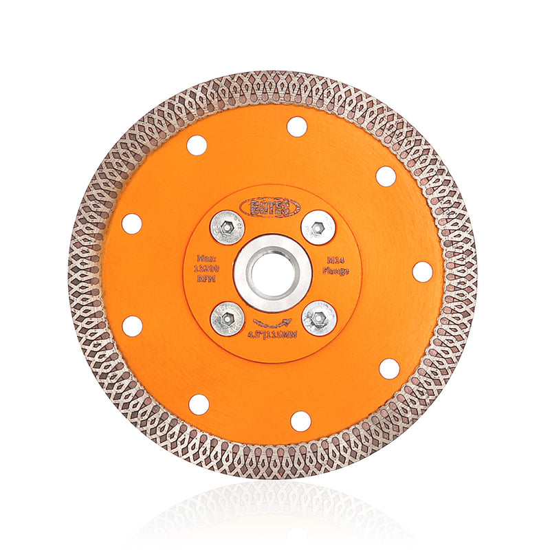 BGTEC X Mesh Turbo Diamond Porcelain Saw Blades with 5/8-11 or M14 Flange for Porcelain Tile Granite Marble Dia 4''/4.5''/5''