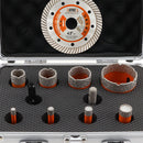 BGTEC Diamond Drill Bit 10pcs/set 6/8/10/16/20/25/32/50mm Core Bit+4.5" Saw Blade+10mm Finger Granite Marble Ceramic 5/8-11
