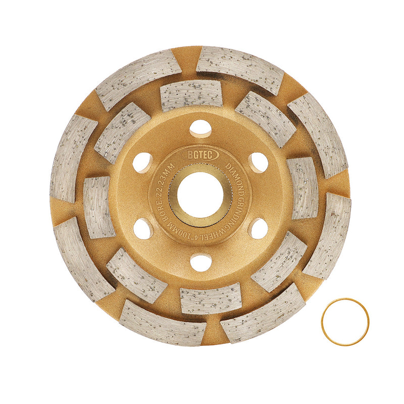 BGTEC Diamond Grinding Wheel Cup Double Row 1pc Dia100/115/125/180mm For Polishing Marble Granite Concerte Stone Mansonry