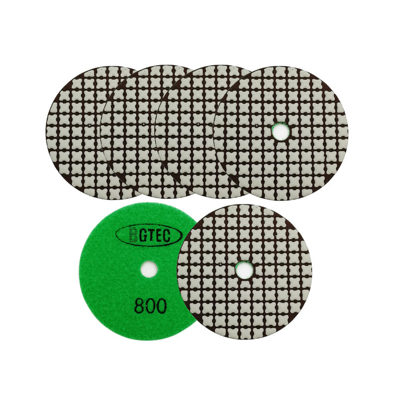 BGTEC 4 Inch Dry Diamond Polishing Pads Set, Pads Kit Grit 30 to Grit 3000 for Granite Marble Stone Quartz Tiles Concrete Floor Edges Countertop Polishing