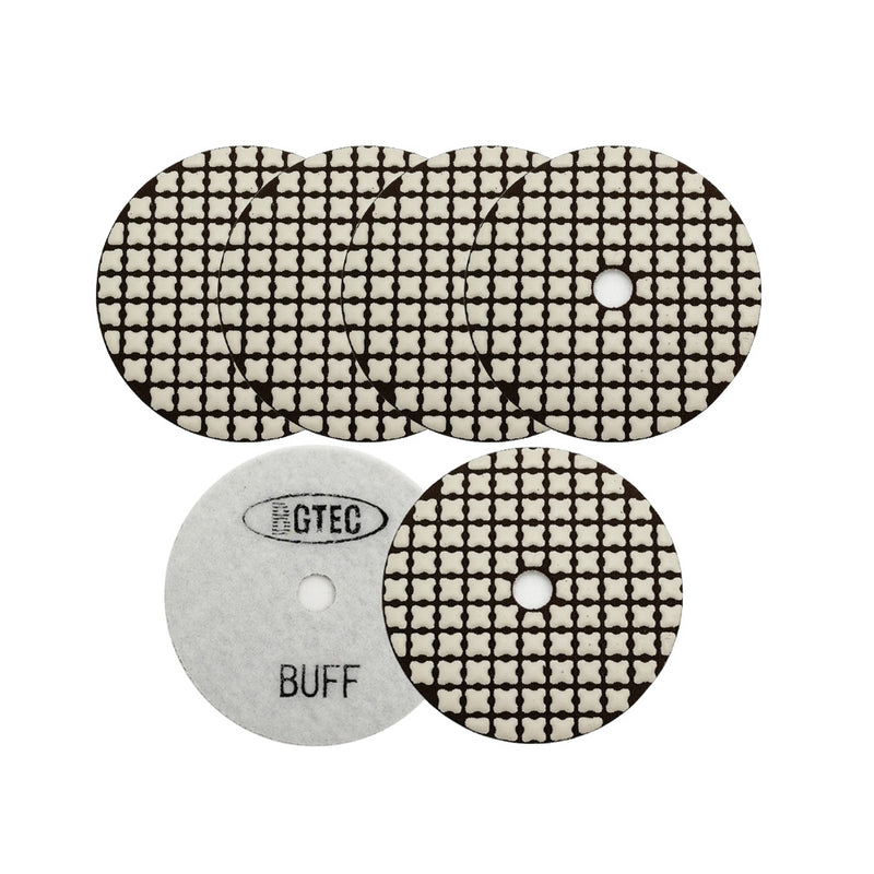 BGTEC 4 Inch Dry Diamond Polishing Pads Set, Pads Kit Grit 30 to Grit 3000 for Granite Marble Stone Quartz Tiles Concrete Floor Edges Countertop Polishing