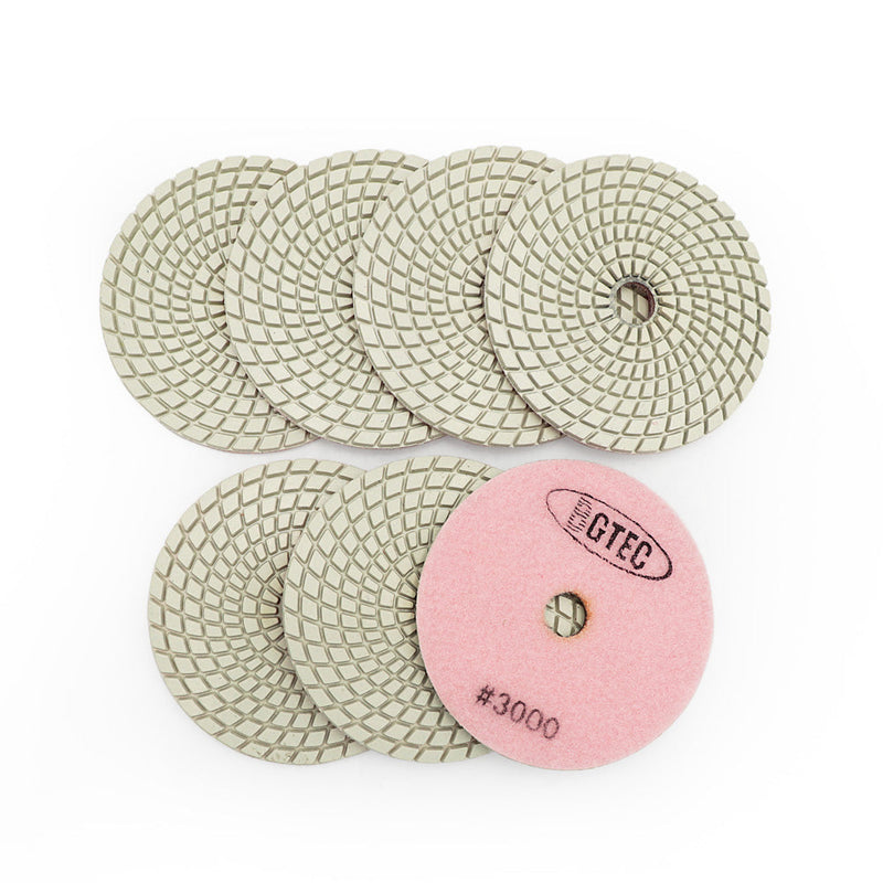 BGTEC 4 Inch Wet Diamond Polishing Pads Set for Granite Marble Stone Quartz Tiles