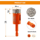 BGTEC Diamond Drill Bits 1/2pcs 20mm/25mm for Granite Porcelain Tile Ceramic Marble Vacuum Brazed Core Bit Quick-fit Shank