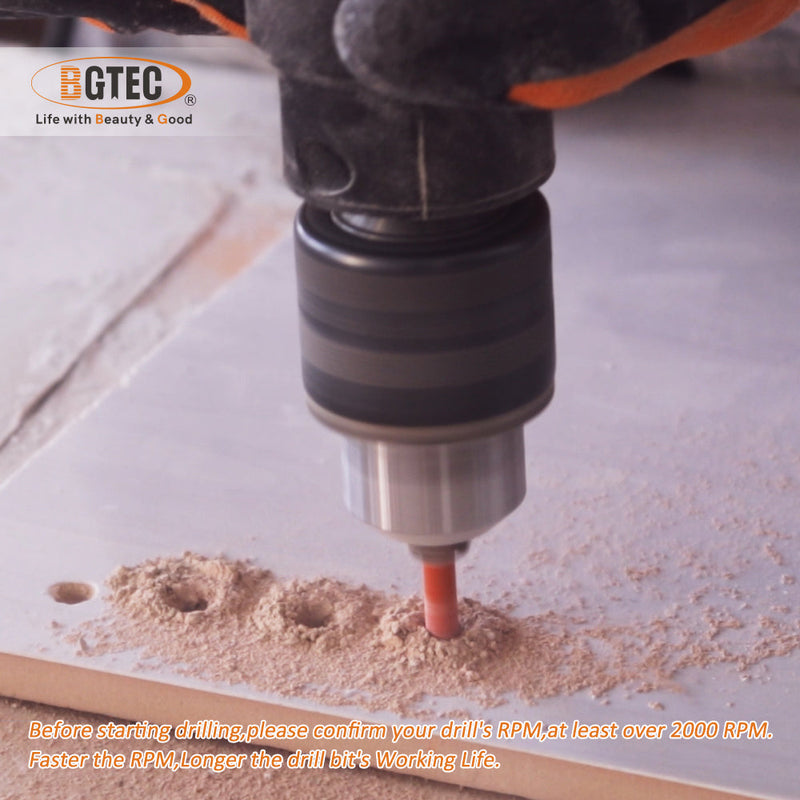 BGTEC Round Shank Dry Brilling Bits for Porcelain Tile Ceramic Marble Brick 5pcs 6/8/10/12/14mm