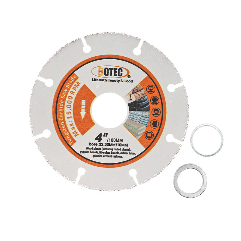 BGTEC Vacuum Brazed Carbide Cut-Off Wheel Blade for Wood Board Gypsum Board Rubber Pipe Plastic Dia 3''/4''/4.5''/5''