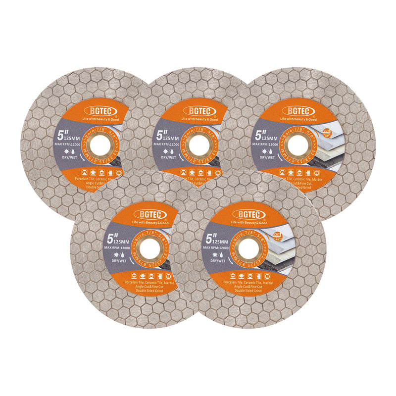 BGTEC Diamond Cutting Grinding Disc Double-sided Saw Blade for for Tile Procelain Ceramic Granite Marble Stone Dia 4"/4.5''/5''