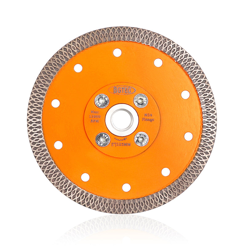 BGTEC X Mesh Turbo Diamond Porcelain Saw Blades with 5/8-11 or M14 Flange for Porcelain Tile Granite Marble Dia 4''/4.5''/5''