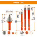 BGTEC 4pcs/set Diamond Dry Core Bits 6/8/10mm Core Bits+20mm Chamfer Bit for Marble Granite Ceramic  Porcelain Tile Quick-Fit Shank