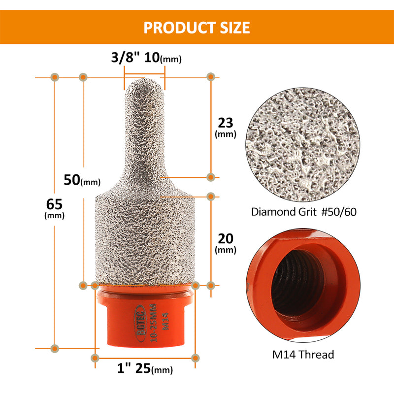 BGTEC Diamond Finger Bits with 5/8-11 or M14 Thread for Tile Marble Granite Grinding Edge Dia 10-25mm