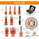 BGTEC Diamond Drill Bit 10pcs/set 6/8/10/16/20/25/32/50mm Core Bit+4.5" Saw Blade+10mm Finger Granite Marble Ceramic 5/8-11