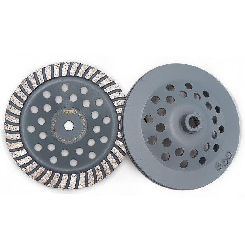 BGTEC Turbo Row Concrete Diamond Grinder Disc 4''/4.5''/5''/7'' with 5/8-11 Thread  for Angle Grinder Concrete Granite Stone Marble Masonry