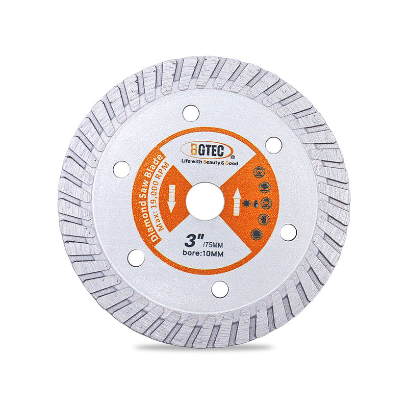 BGTEC Diamond Hot Pressed Granite Concrete Turbo Blade for Granite Marble Concrete Masonry Size 3''/75mm