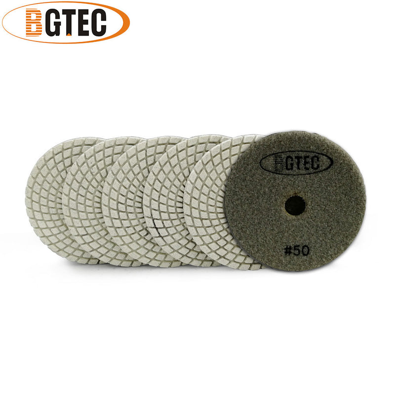 BGTEC 4 Inch Wet Diamond Polishing Pads Set for Granite Marble Stone Quartz Tiles