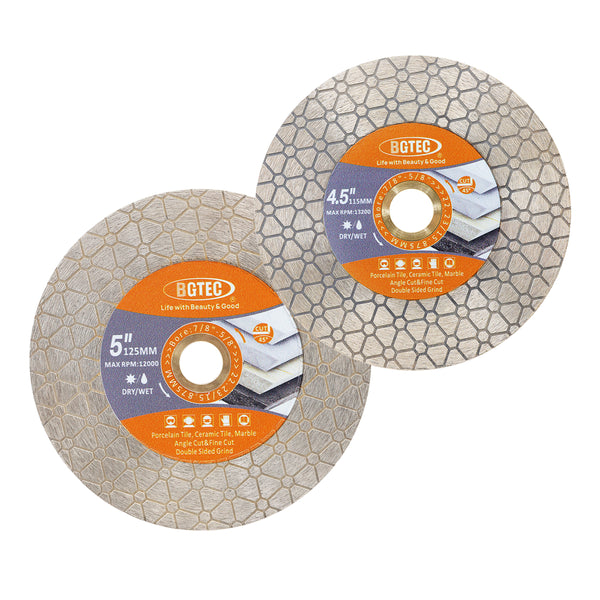 BGTEC Diamond Cutting Grinding Saw Blade Double-sided Triangle Dia 115/125mm Marble Granite Ceramic Tile Cutting Disc