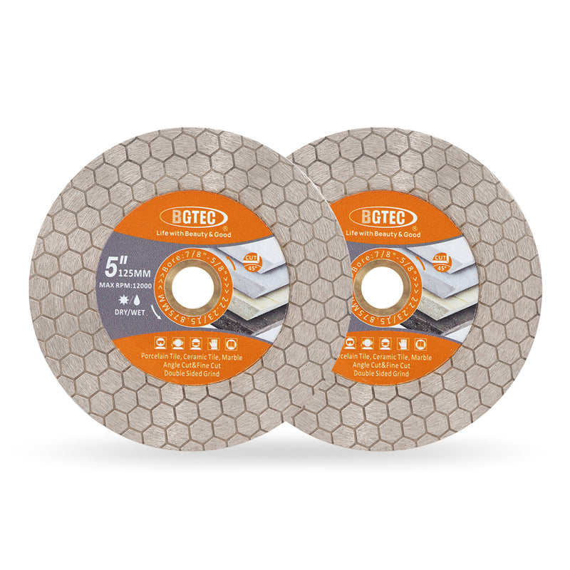 BGTEC Diamond Cutting Grinding Disc Double-sided Saw Blade for for Tile Procelain Ceramic Granite Marble Stone Dia 4"/4.5''/5''