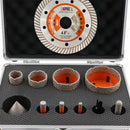 BGTEC Diamond Drill Core Bits 10pcs/set With Box Granite Marble Ceramic Vacuum Brazed Hole Saw 5/8-11 Thread
