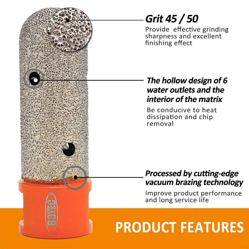 BGTEC Vacuum Brazed Diamond Finger Bits with 5/8-11 or M14 Thread Enlarge Shape Round Bevel Existing Holes Dia 10/15/20/25/30/35mm