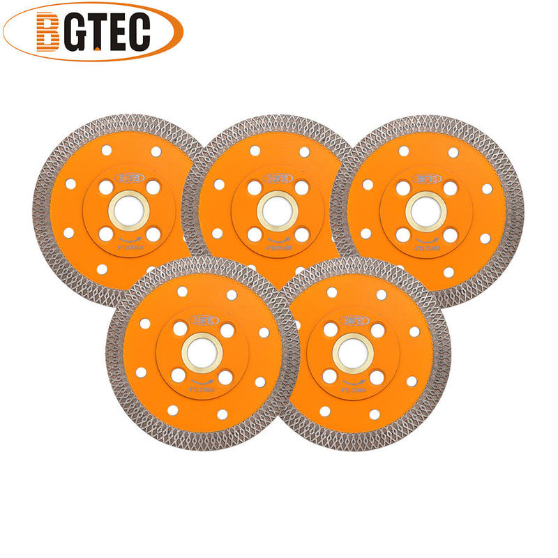 BGTEC Hot Pressed X Mesh Turbo Diamond Saw Blade Cutting Disc for Ceramic Tile Marble Granite Size 4''/4.5''/5'' Bore 22.23MM