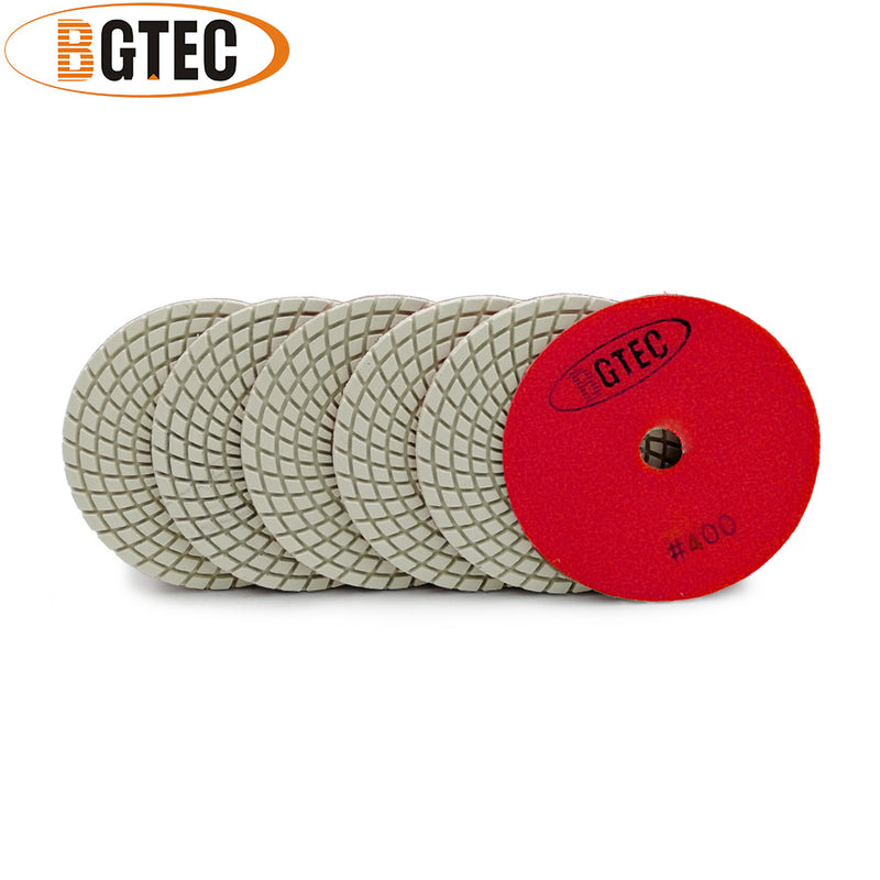 BGTEC 4 Inch Wet Diamond Polishing Pads Set for Granite Marble Stone Quartz Tiles