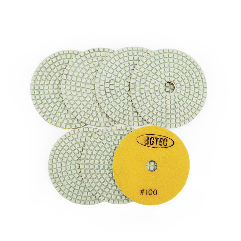 BGTEC 4 Inch Wet Diamond Polishing Pads Set for Granite Marble Stone Quartz Tiles