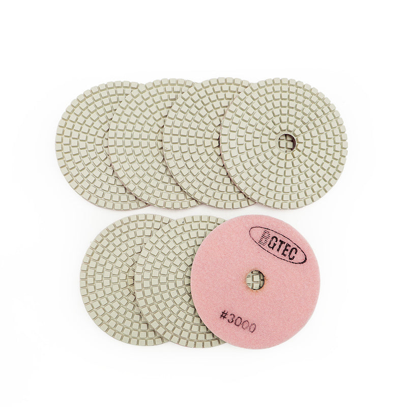 BGTEC 4 Inch Wet Diamond Polishing Pads Set for Granite Marble Stone Quartz Tiles