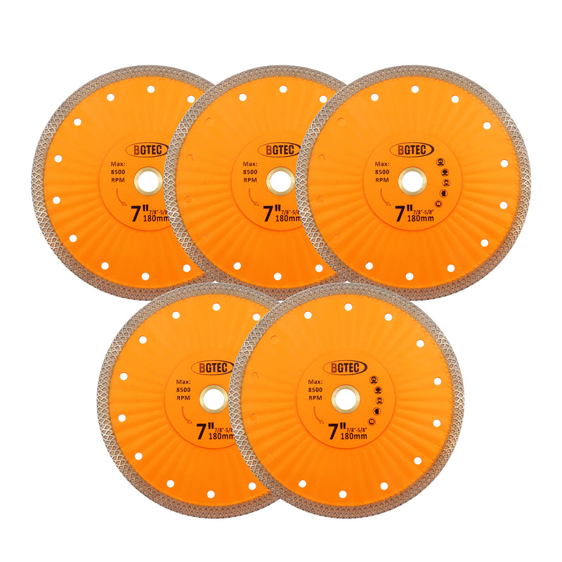 BGTEC Diamond Mesh Turbo Dry Cutting Disc with Welded Lug for Ceramic Tile Cutter Stone Masonry Dia 4''/4.5''/7''