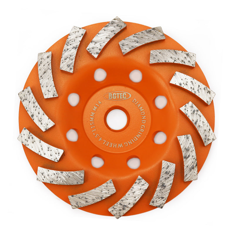 BGTEC Turbo Segments Diamond Grinding Wheels with M14 Arbor for Concrete and Masonry Dia 4''/4.5''/5''/7''