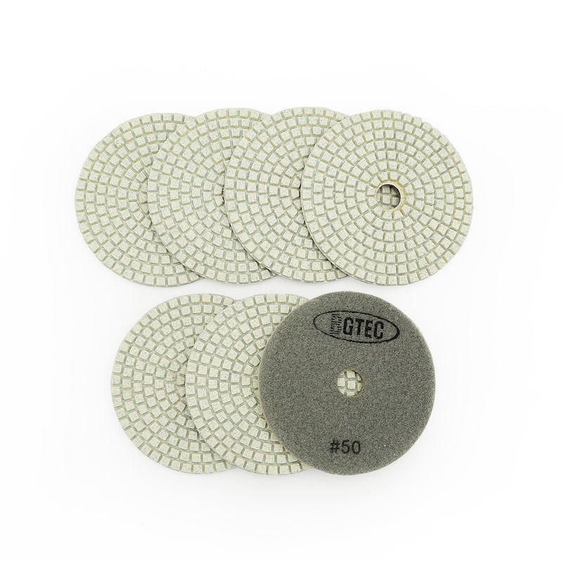 BGTEC 4 Inch Wet Diamond Polishing Pads Set for Granite Marble Stone Quartz Tiles