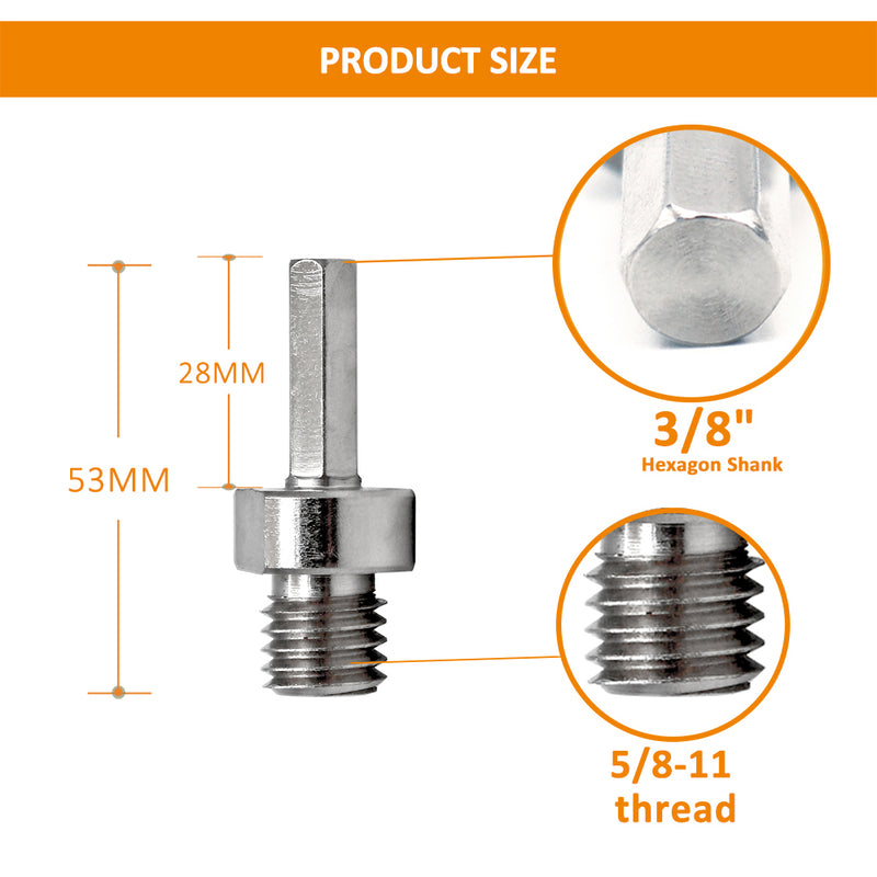 BGTEC Diamond Hole Saw Core Drill Bit Adapter 5/8-11 Male to 3/8 Shank for 5/8-11 Drill Core Bits or Grinding Disc