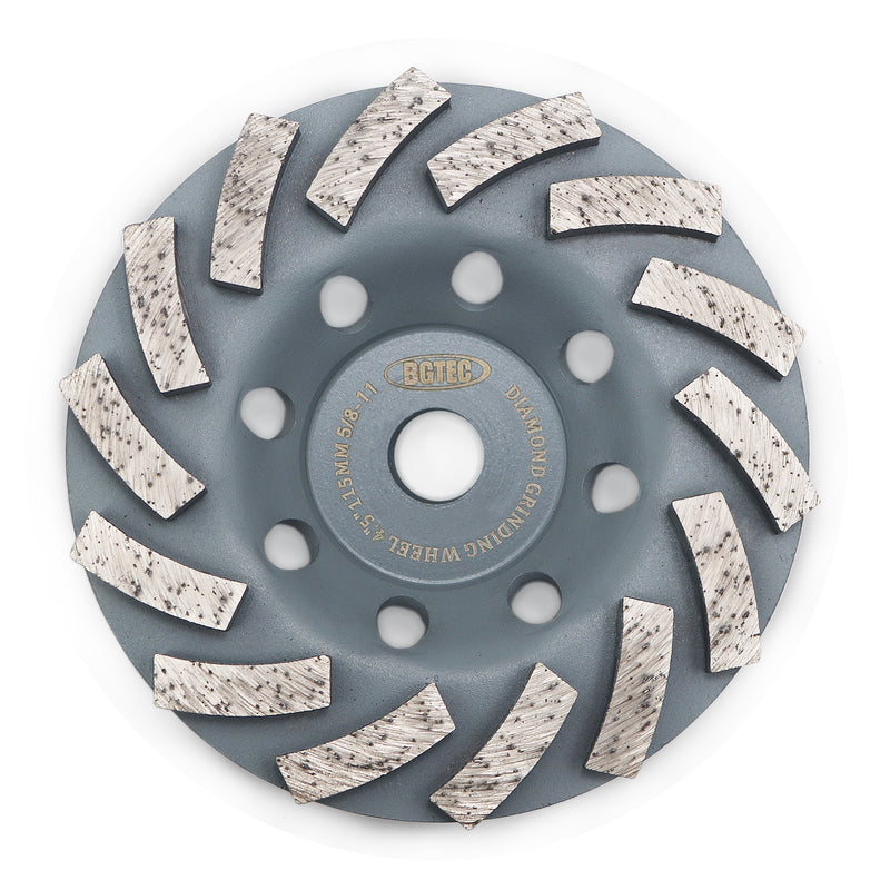 BGTEC Turbo Segments Diamond Grinding Wheels Dia 4''/4.5''/5''/7'' with 5/8-11 Arbor for Concrete and Masonry