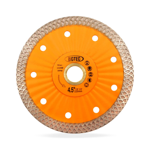 BGTEC Diamond Mesh Turbo Dry Cutting Disc with Welded Lug for Ceramic Tile Cutter Stone Masonry Dia 4''/4.5''/7''