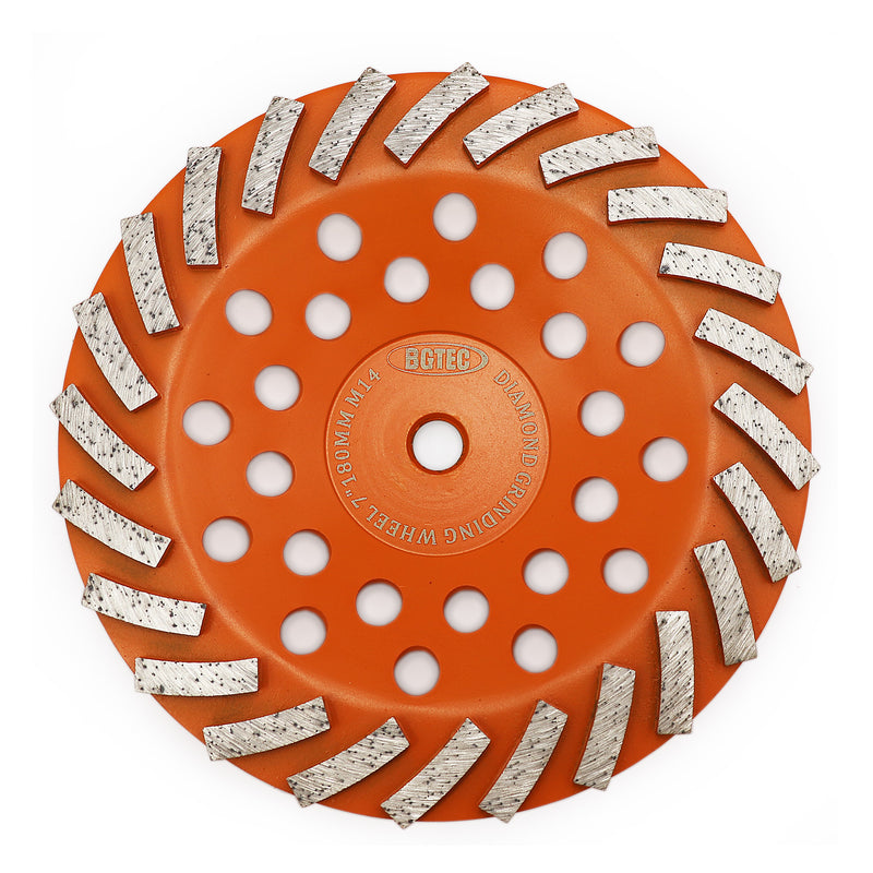 BGTEC Turbo Segments Diamond Grinding Wheels with M14 Arbor for Concrete and Masonry Dia 4''/4.5''/5''/7''