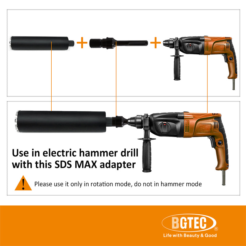 BGTEC 1pc Electric Drill Adapter 1 1/4"-7 UNC Male Thread to SDS PLUS or MAX Shank Add Inner 1/2" BSP Thread Convertor Connector