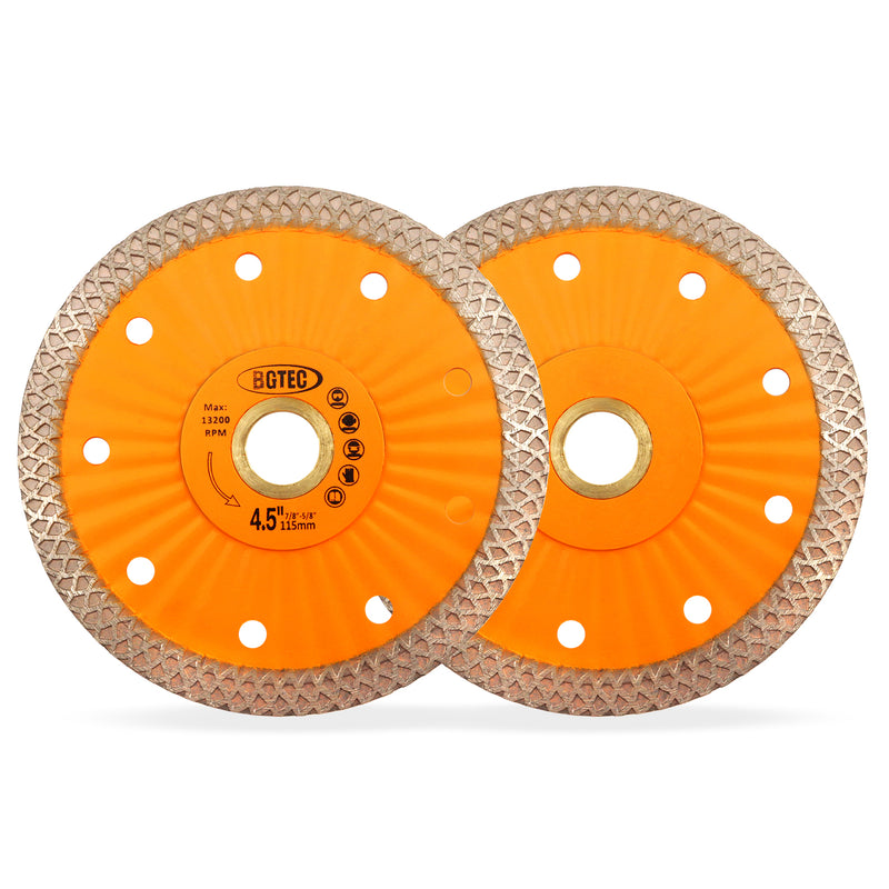 BGTEC Diamond Mesh Turbo Dry Cutting Disc with Welded Lug for Ceramic Tile Cutter Stone Masonry Dia 4''/4.5''/7''