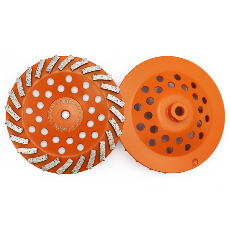 BGTEC Turbo Segments Diamond Grinding Wheels with M14 Arbor for Concrete and Masonry Dia 4''/4.5''/5''/7''