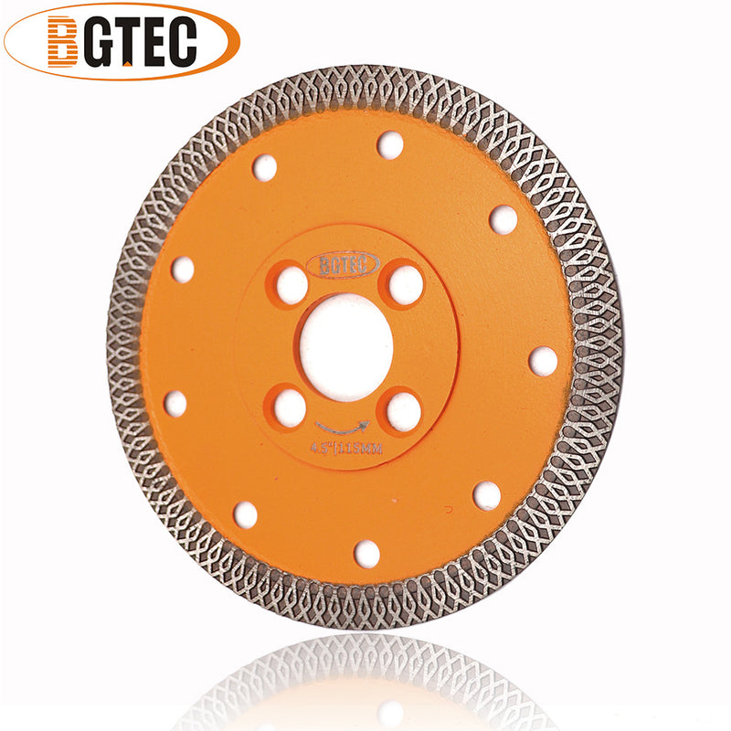 BGTEC Hot Pressed X Mesh Turbo Diamond Saw Blade Cutting Disc for Ceramic Tile Marble Granite Size 4''/4.5''/5'' Bore 22.23MM