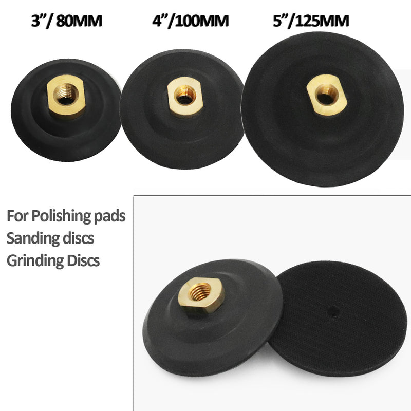 BGTEC Rubber Base Back Pad with 5/8-11 or M14 Thread for Diamond Polishing Pads Size 3''/4''/5''