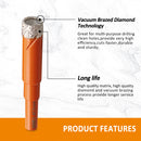 BGTEC Round Shank Vacuum Brazed Dry Diamond Drill Bit Set Dia 6/8/10/12mm