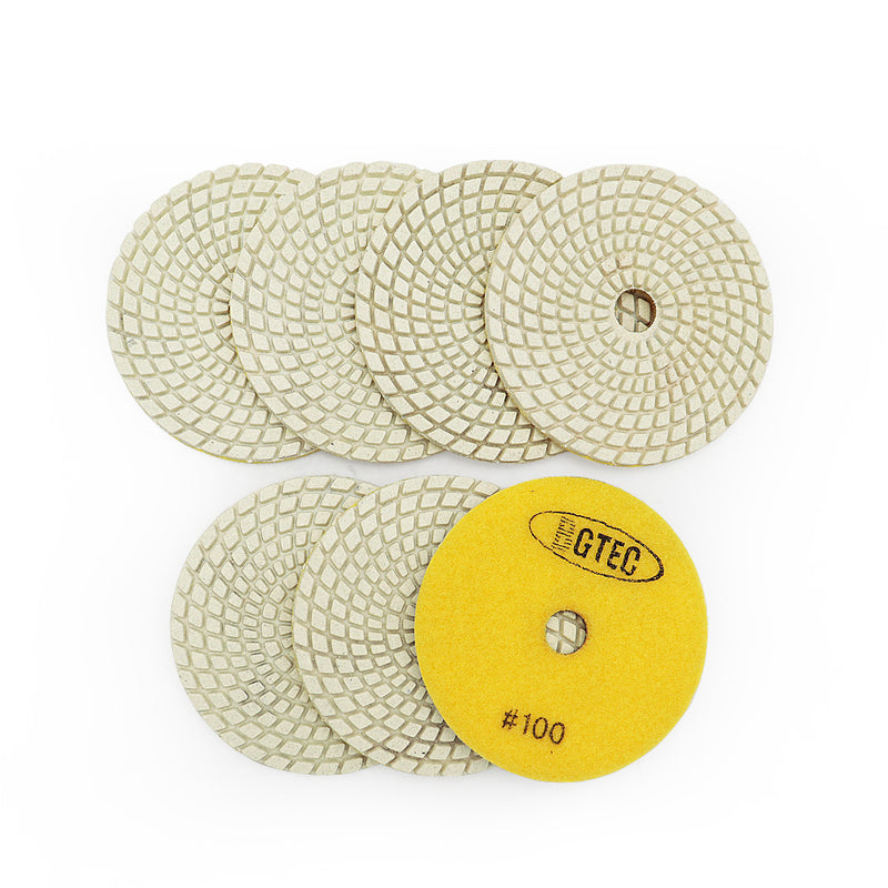 BGTEC 4 Inch Wet Diamond Polishing Pads Set for Granite Marble Stone Quartz Tiles