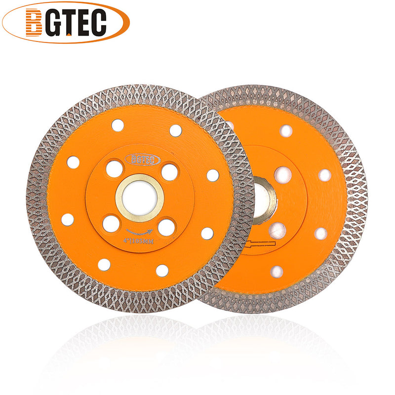 BGTEC Hot Pressed X Mesh Turbo Diamond Saw Blade Cutting Disc for Ceramic Tile Marble Granite Size 4''/4.5''/5'' Bore 22.23MM