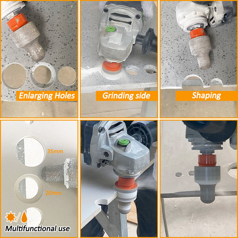 BGTEC Diamond Finger Milling Bits with M14 or 5/8-11 Thread for Existing Holes Enlarging Shaping Trimming in Tile Porcelain Ceramic Granite Marble Dia 20-35mm