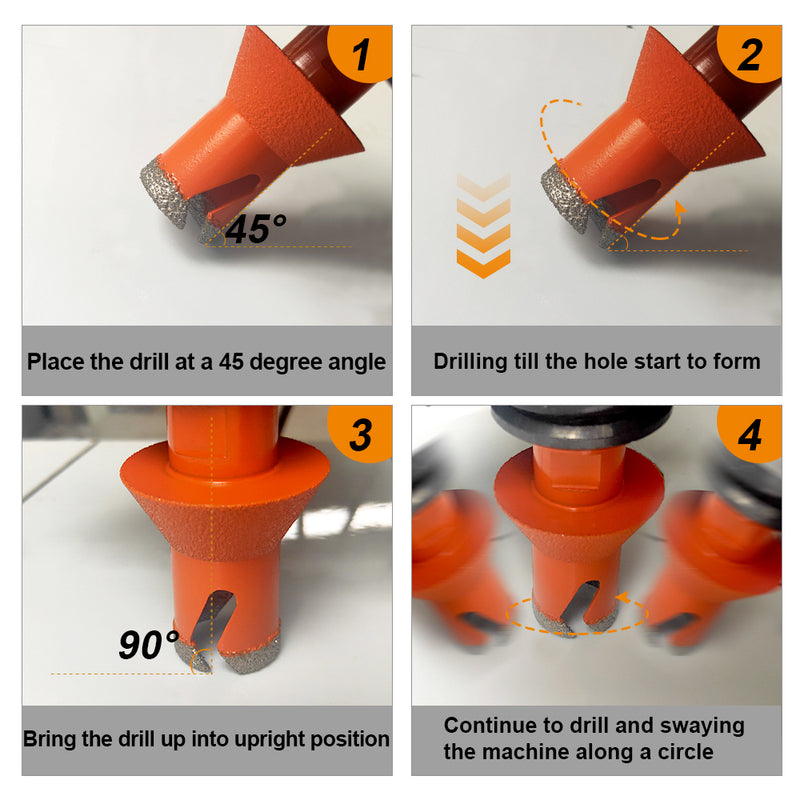 BGTEC Diamond Chamfer Drill Bits with 5/8-11 or M14 Thread for Tile Ceramic Marble Granite Dia 20/25/35mm