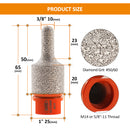 BGTEC Diamond Finger Bits with 5/8-11 or M14 Thread for Tile Marble Granite Grinding Edge Dia 10-25mm