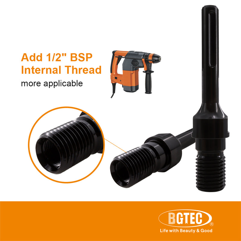 BGTEC 1pc Electric Drill Adapter 1 1/4"-7 UNC Male Thread to SDS PLUS or MAX Shank Add Inner 1/2" BSP Thread Convertor Connector